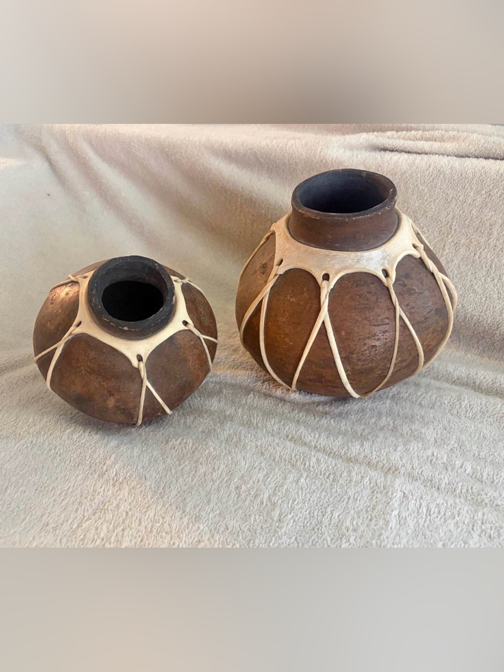 Handcrafted Natural Gourd Vases / Southwestern Boho Decor – Set of 2